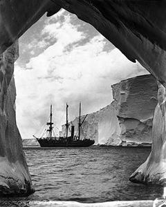 A glimpse of the Aurora from within the cavern in the wall of the shelf-ice of the Mertz Glacier Tongue, Commonwealth Bay, Adelie Land